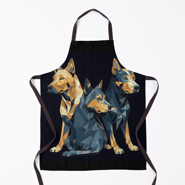 Item preview, Modern Low Poly Australian Cattle Dogs Art Print, Geometric Wall Art, 16" x 20", Dark Blue & Amber, Digital Stencil Style Home Decor designed and sold by stateofhuman.