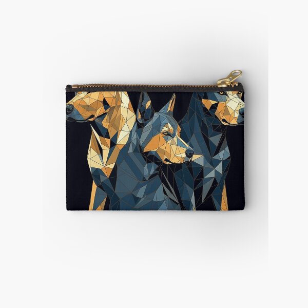 Item preview, Modern Low Poly Australian Cattle Dogs Art Print, Geometric Wall Art, 16" x 20", Dark Blue & Amber, Digital Stencil Style Home Decor designed and sold by stateofhuman.