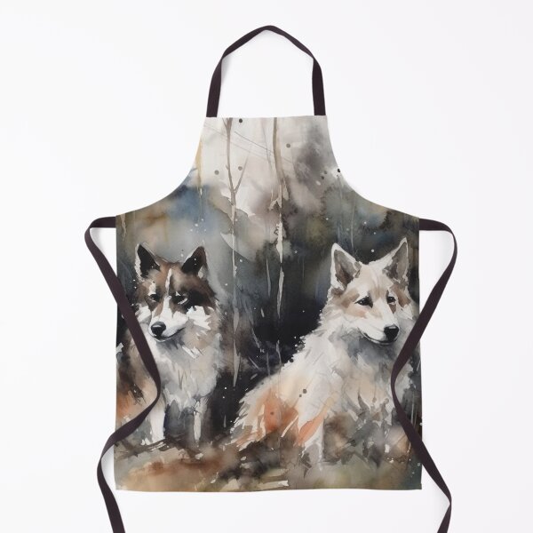 Item preview, Tranquil Watercolor Shelbie Dogs in Woods, 20" x 16", Dark White & Silver, Whistlerian Style, Furry Art, UHD Wall Art, Home Decor designed and sold by stateofhuman.