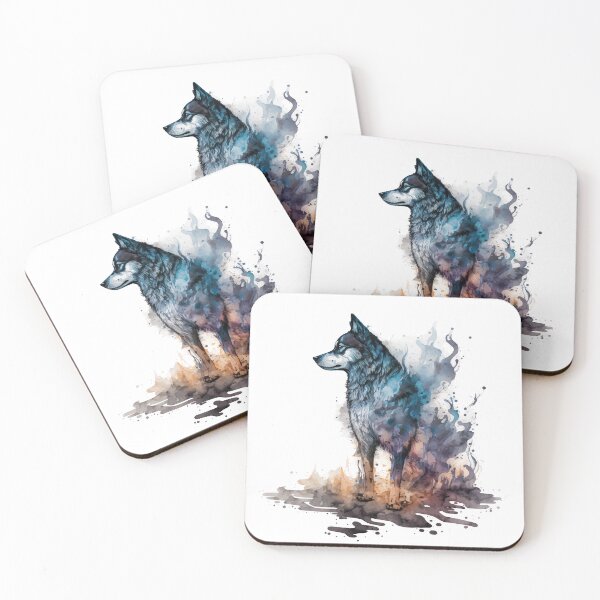 Item preview, Smoky Wolf in Muted Watercolor Paint Splotches designed and sold by StephanieWard.
