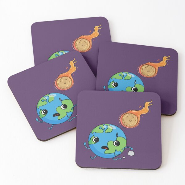 Item preview, Cute planet earth running from a meteor asteroid designed and sold by Donutlovers.