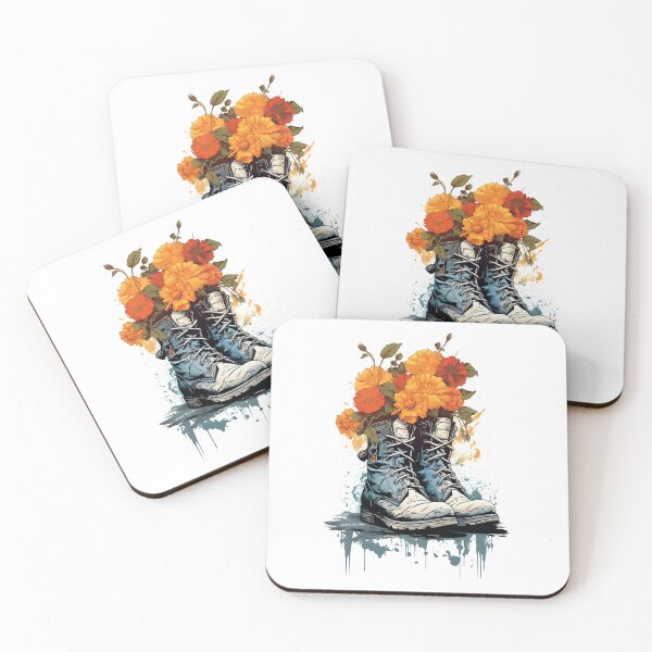 Item preview, Military boots with flowers, peace symbol designed and sold by DerSenat.