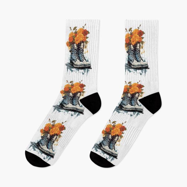 Item preview, Military boots with flowers, peace symbol designed and sold by DerSenat.