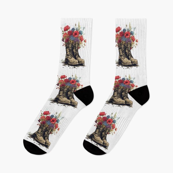 Item preview, Military boots with flowers, peace symbol designed and sold by DerSenat.