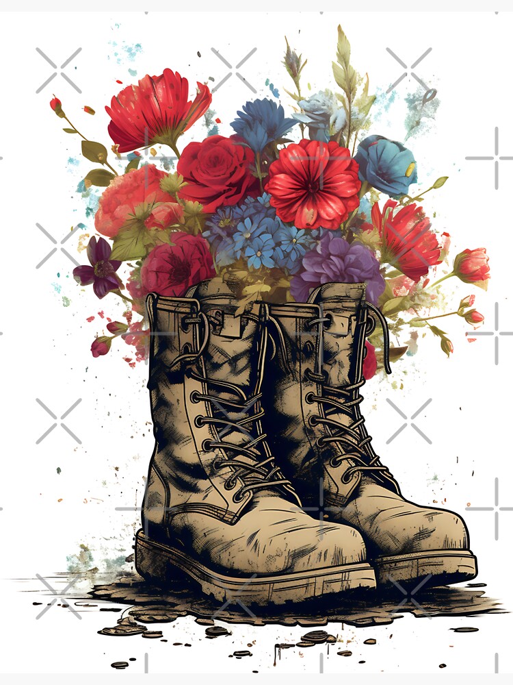 Combat boots outlet with roses