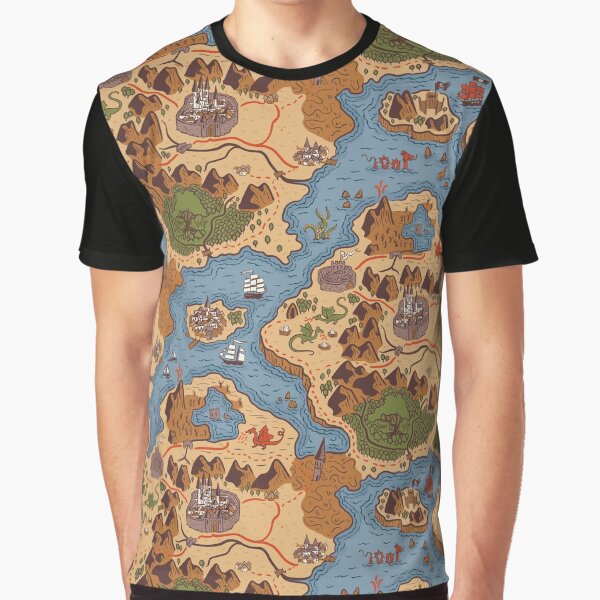 Fantasy Map in Colour Graphic T-Shirt