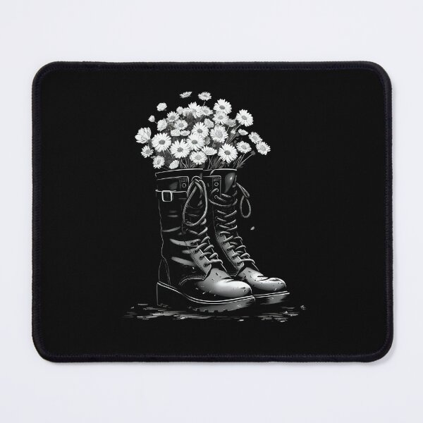 Item preview, Military boots with flowers, peace symbol designed and sold by DerSenat.