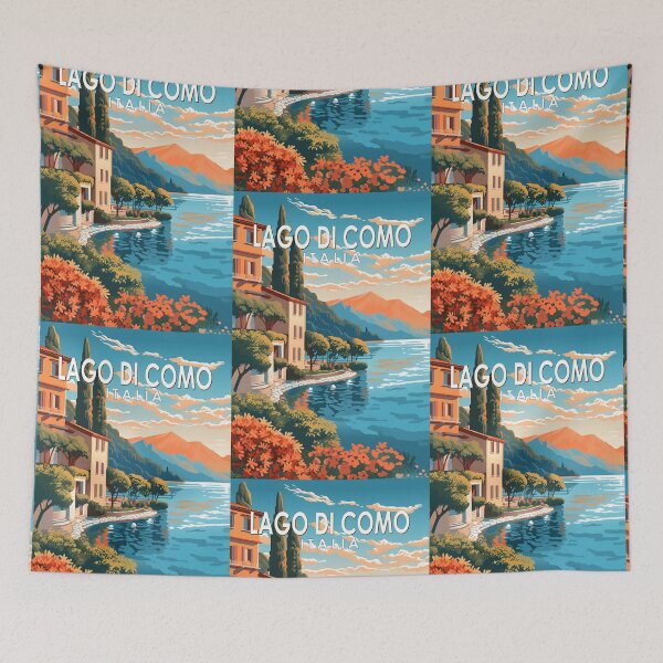 Item preview, Lago di Como Italia Travel Art Vintage designed and sold by KrisSidDesigns.