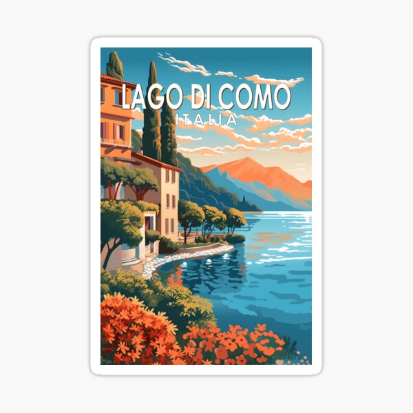 Item preview, Lago di Como Italia Travel Art Vintage designed and sold by KrisSidDesigns.