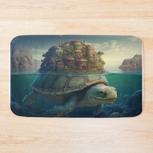 Item preview, Giant turtle with a town on its back designed and sold by Ocean-Lana.