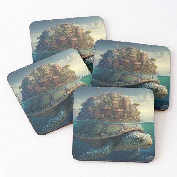 Item preview, Giant turtle with a town on its back designed and sold by Ocean-Lana.