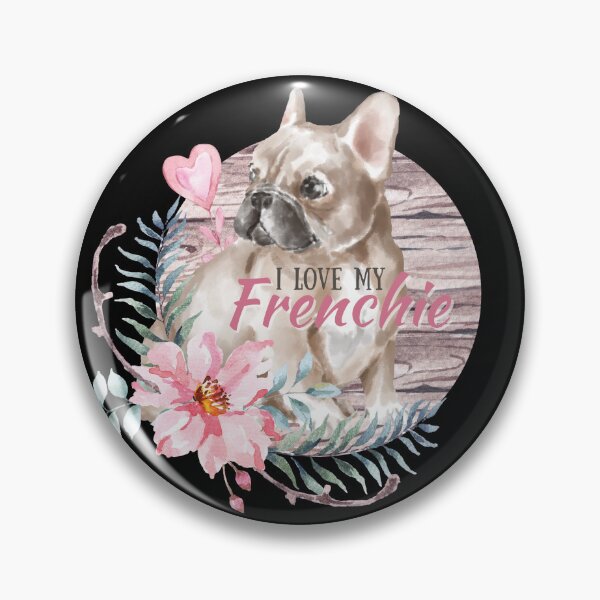 Item preview, "I love my Frenchie" - French Bulldog with Flowers & Heart designed and sold by theUrbanPixelco.