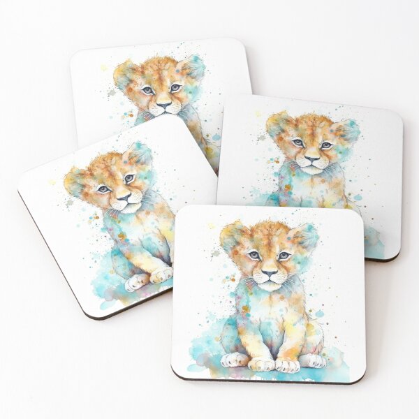 Aperçu de l'œuvre mignon, lionceau, aquarelle créée et vendue par AquarelleAvenue.