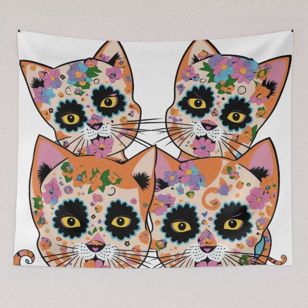 Item preview, 4 Cats and Kittens Day of the Dead (Día de los Muertos) designed and sold by Aaron2610.