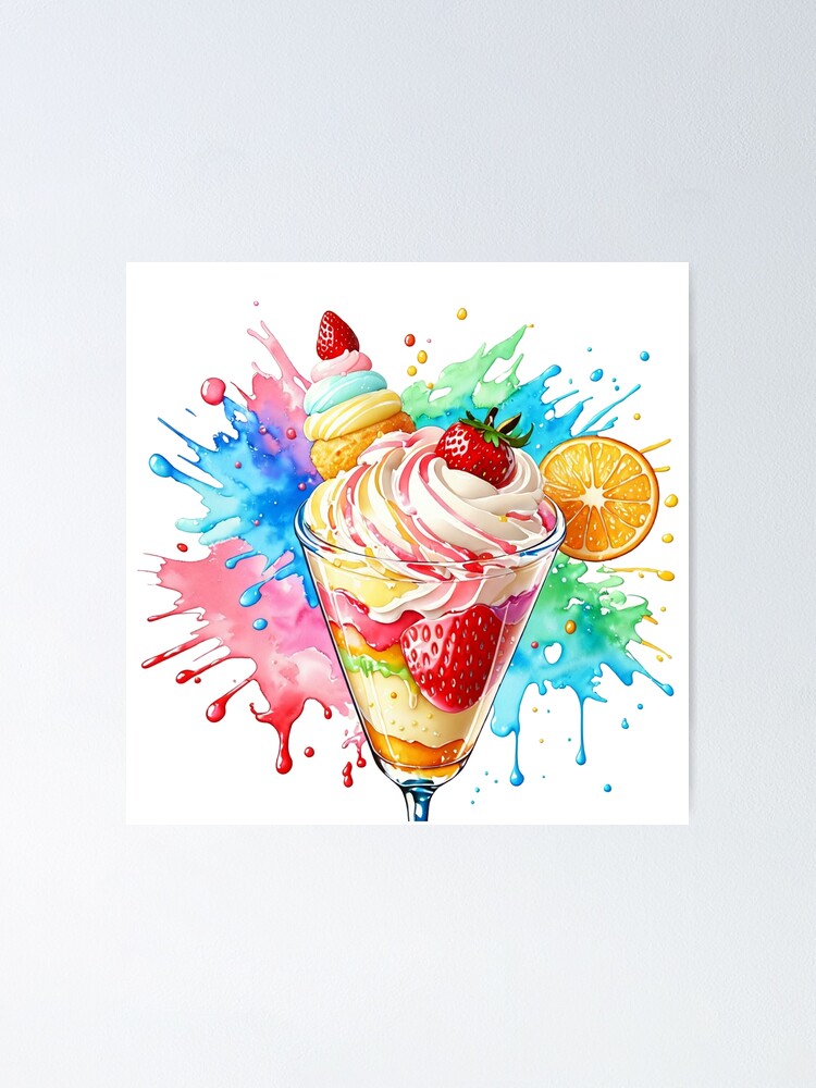 Delicious Ice Cream Dessert digital art. Wearable dessert. Yummy | Poster