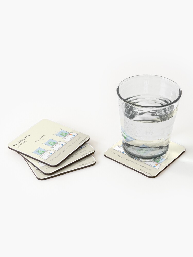 Thumbnail 2 of 5, Coasters (Set of 4), The frog boil metaphor designed and sold by sketchplanator.