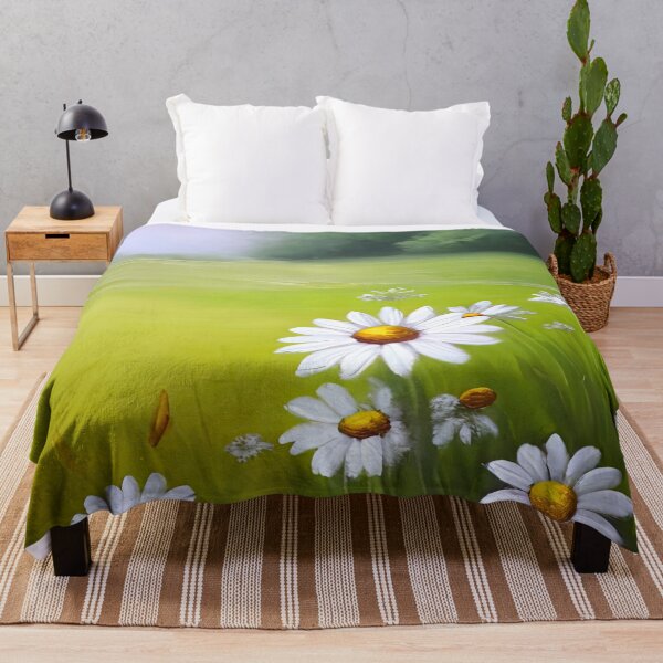 Item preview, Throw Pillow With Beautiful Daisies Painting - Spring Home Decor designed and sold by Sowari-Pillows.