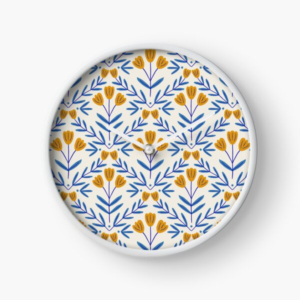 Artikelvorschau, Florales Rapportmuster (blau/gelb) entworfen und verkauft von Design Minds Boutique.