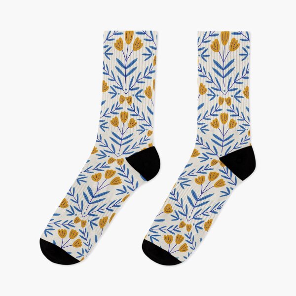 Artikelvorschau, Florales Rapportmuster (blau/gelb) entworfen und verkauft von Design Minds Boutique.