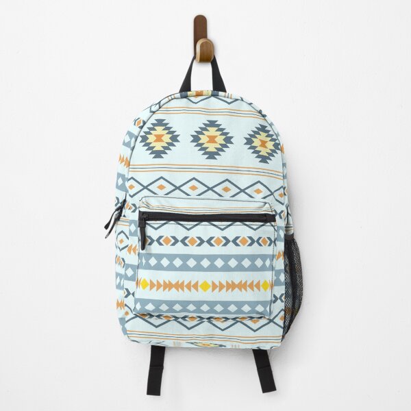 Item preview, Aztec Blue Yellow Orange Mixed Motif Pattern designed and sold by NataliePaskell.