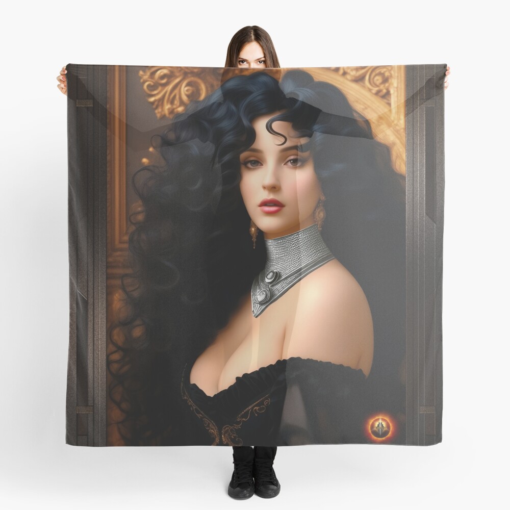 Lady Astina Mativlovski Mistress Of Ravenaire Castle AI Concept Art by Xzendor7 - A Captivating Intellectual 3 Lady Astina Mativlovski Mistress Of Ravenaire Castle A Beautiful AI Concept Art Portrait by Xzendor7 Ladies Scarf