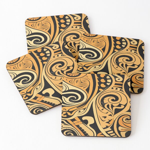 Item preview, A pattern inspired by Maori culture in black and orange designed and sold by ColorDesign38.