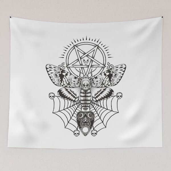 Item preview, Moth Pentagram Skulls Ouija Planchette Spiders Web designed and sold by Vicious Malicious.