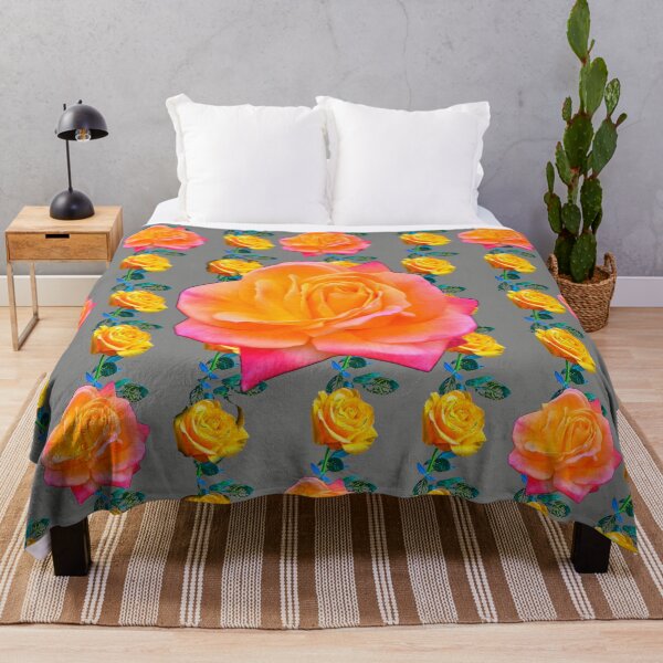 Item preview, ABSTRACT GARDEN YELLOW ROSE PATTERNS GREY ART designed and sold by sharlesart.