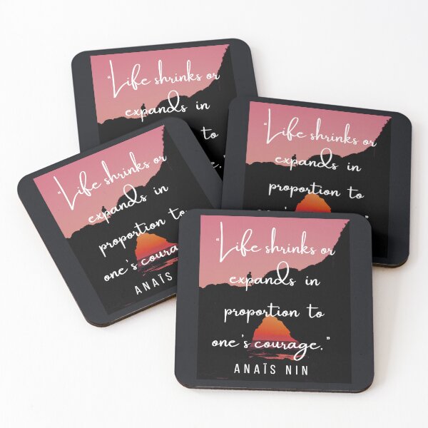 Item preview, sunset and Anaïs Nin quote: Life shrinks or expands in proportion to one's courage. designed and sold by artbleed.