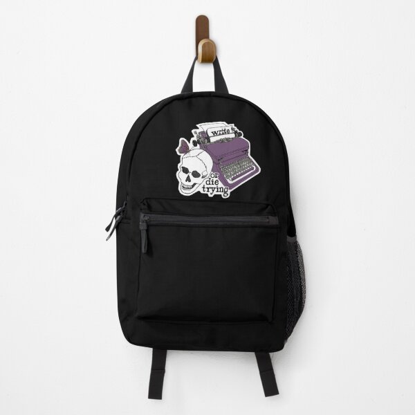 Item preview, Write or die trying -PURPLE Typewriter Skull Butterfly on Black Background designed and sold by leonardoscompas.