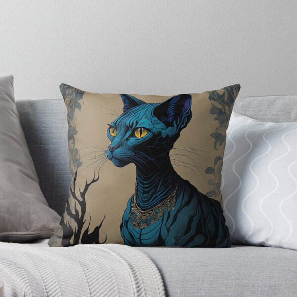 Item preview, Blue sphynx cat watercolor ink portrait designed and sold by RK - Shop.