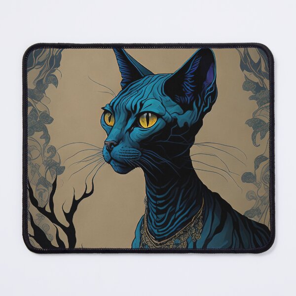 Item preview, Blue sphynx cat watercolor ink portrait designed and sold by RK - Shop.