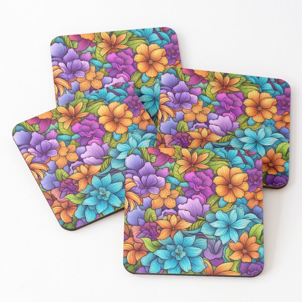 Item preview, Colorful Blue Orange Green Flowers designed and sold by bostmeyer.