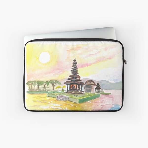 Item preview, Bali Fascinating Pura Bratan Temple with Sun over the Lake designed and sold by artshop77.