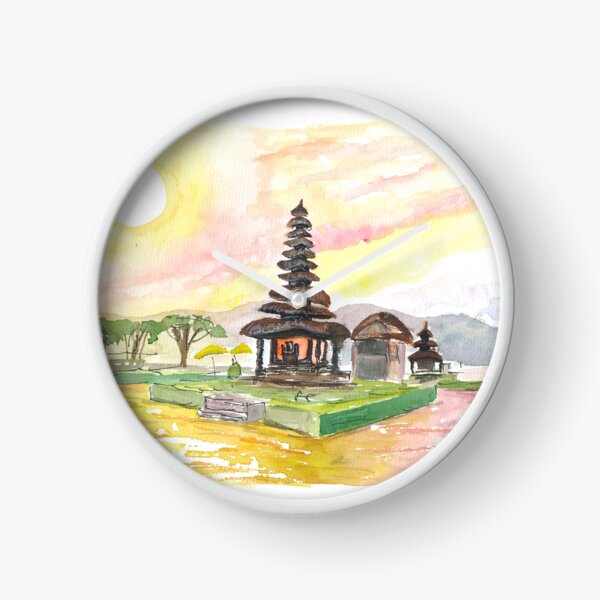 Item preview, Bali Fascinating Pura Bratan Temple with Sun over the Lake designed and sold by artshop77.