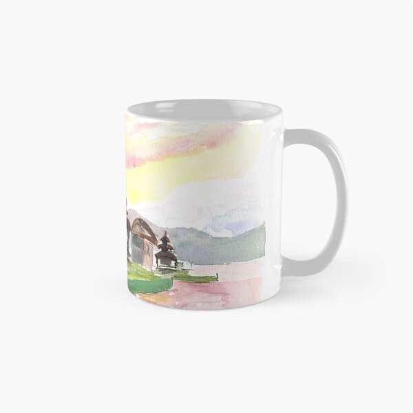 Item preview, Bali Fascinating Pura Bratan Temple with Sun over the Lake designed and sold by artshop77.