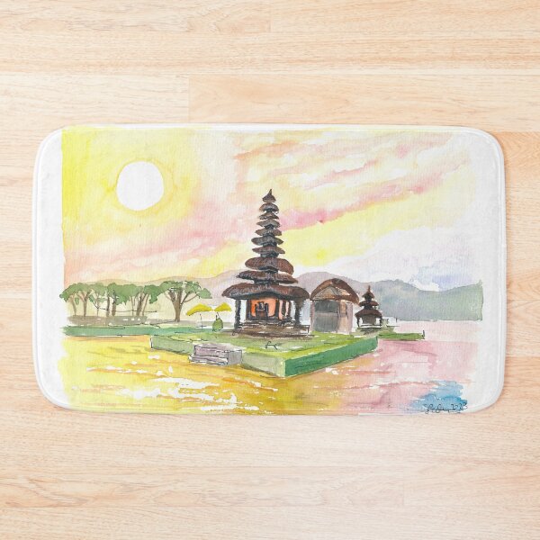 Item preview, Bali Fascinating Pura Bratan Temple with Sun over the Lake designed and sold by artshop77.