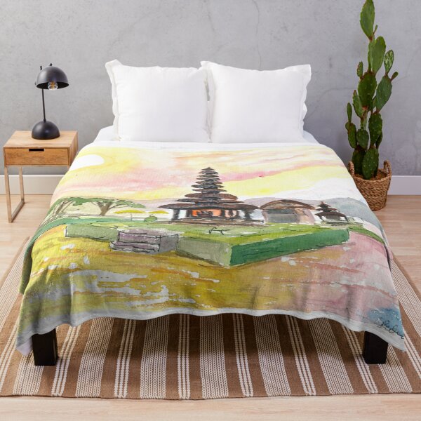 Item preview, Bali Fascinating Pura Bratan Temple with Sun over the Lake designed and sold by artshop77.