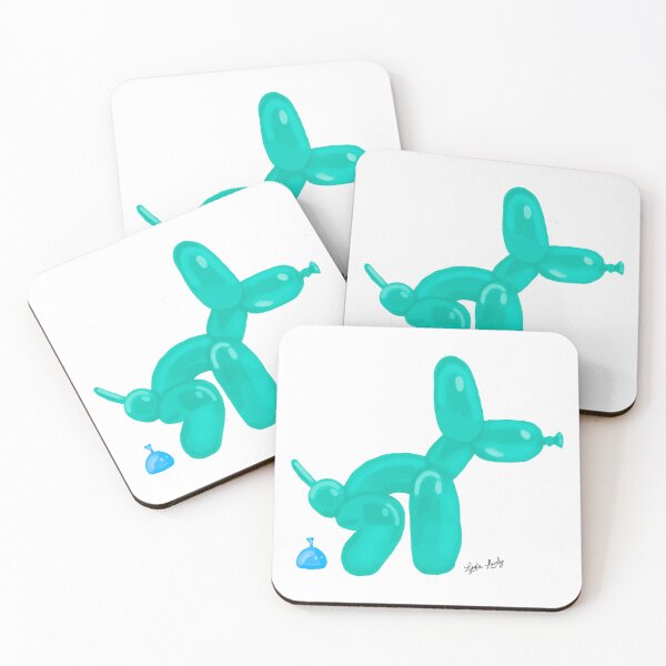 Item preview, Balloon dog pooping artwork green/blue- white background designed and sold by Studio Lydia  Lovely.