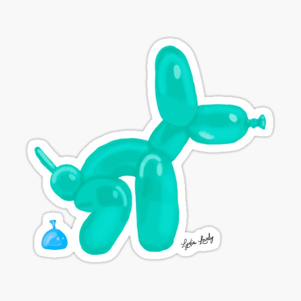 Item preview, Balloon dog pooping artwork green/blue- white background designed and sold by Studio Lydia  Lovely.