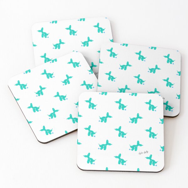 Item preview, Balloon dog pooping pattern green/blue- white background designed and sold by Studio Lydia  Lovely.