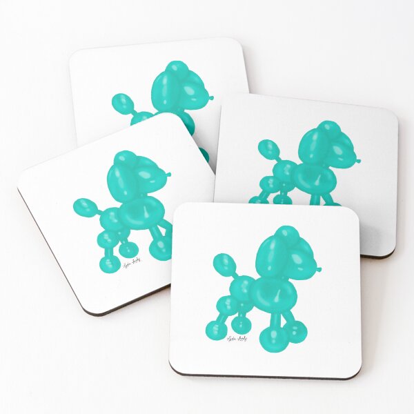 Item preview, Balloon dog poodle artwork green/blue- white background designed and sold by Studio Lydia  Lovely.