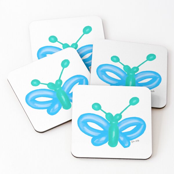 Item preview, Balloon butterfly artwork green/blue- white background designed and sold by Studio Lydia  Lovely.