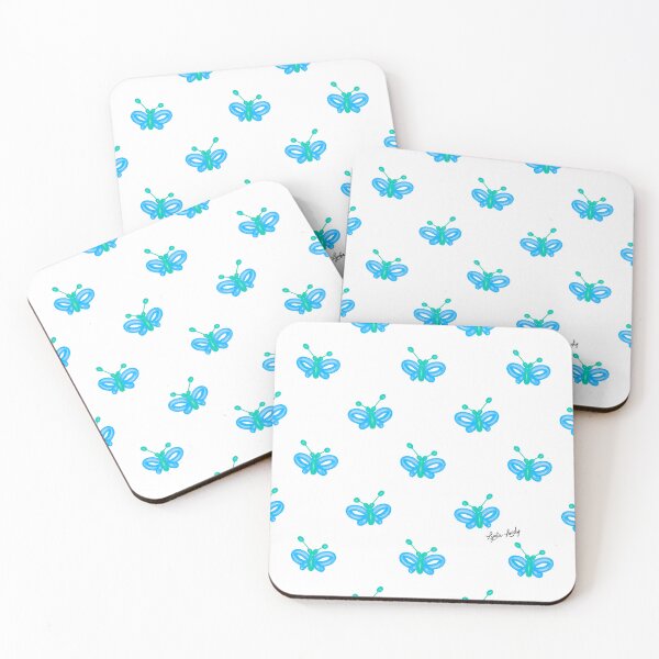 Item preview, Balloon butterfly pattern green/blue- white background designed and sold by Studio Lydia  Lovely.