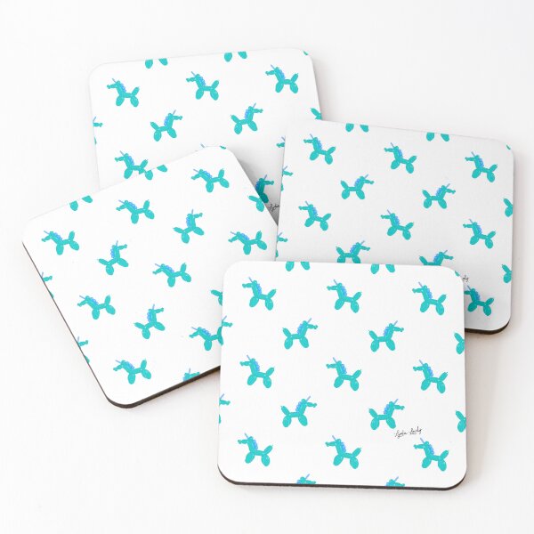 Item preview, Balloon unicorn horse pattern green/blue- white background designed and sold by Studio Lydia  Lovely.
