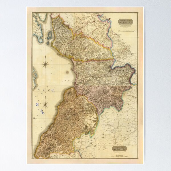 Item preview, Vintage Ayrshire County Scotland Map (1832)  designed and sold by BravuraMedia.