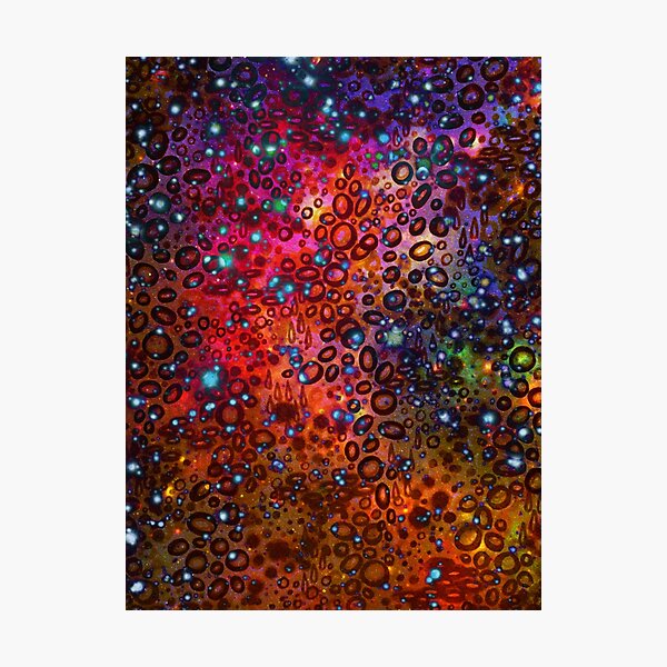 RAINBOW DOTTY OCEAN Colorful Bold Whimsical Polka Dots Galaxy Spots Pink Red Purple Pattern Abstract Watercolor Painting Photographic Print
