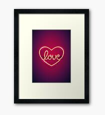 Love Heart Neon Sign Framed Print