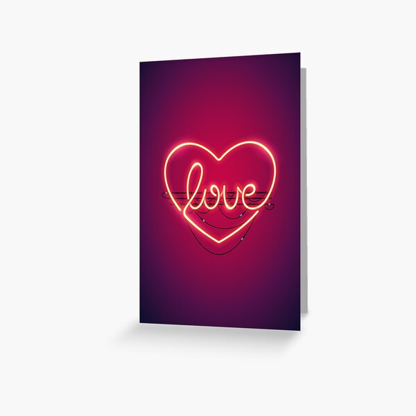 Love Heart Neon Sign Greeting Card