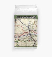 TUBE, UNDERGROUND, MAP, 1908, London, Historic, UK, GB, England, on WHITE Duvet Cover
